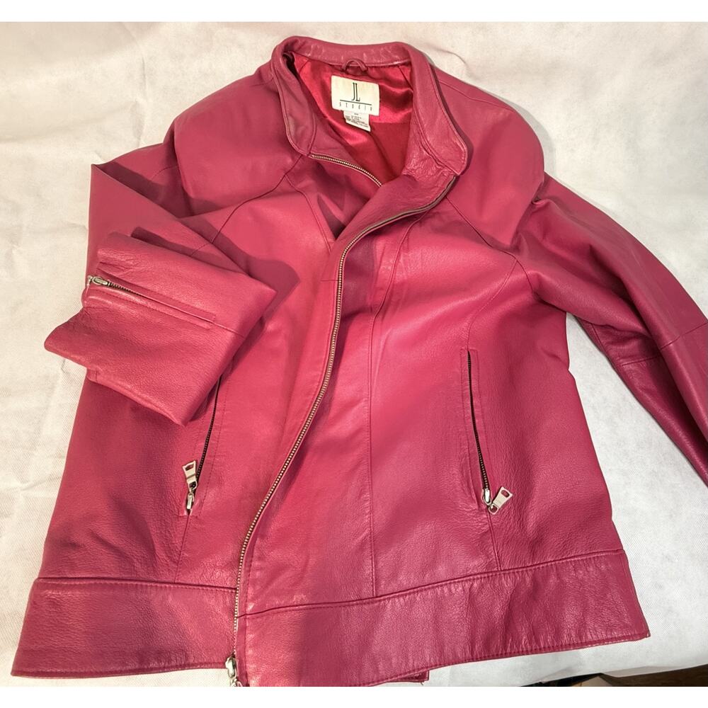 JL Studio Genuine Hot Pink Moto Leather Jacket Vintage SZ 20 W Plus - Picture 5 of 5
